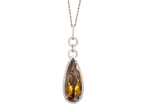 Citrine & Diamond Pendant 14k White Gold by Miss Daisy's Consignment & Auction House