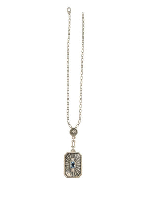 Aquamarine & Diamond Necklace 14k White Gold