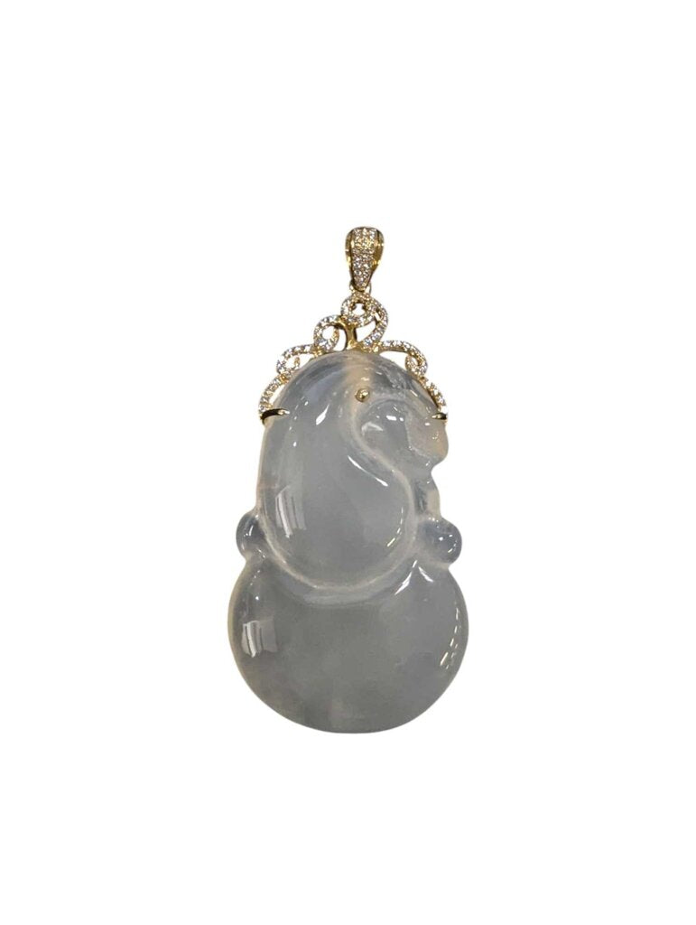 Chalcedony & Diamond Pendant 18k Yellow Gold