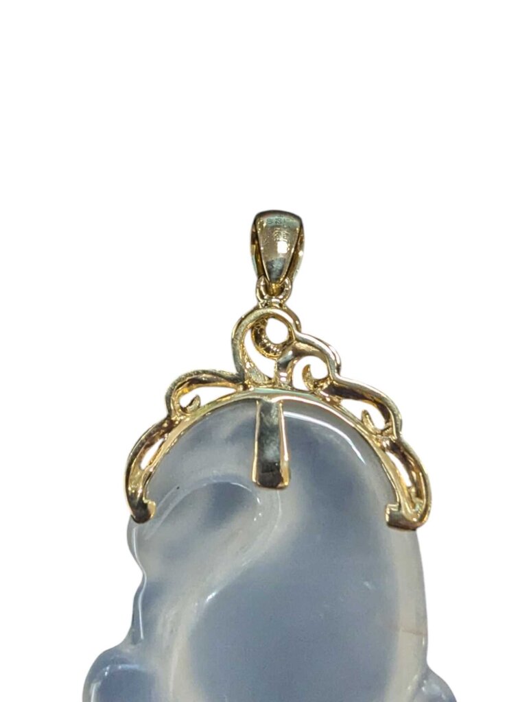 Chalcedony & Diamond Pendant 18k Yellow Gold