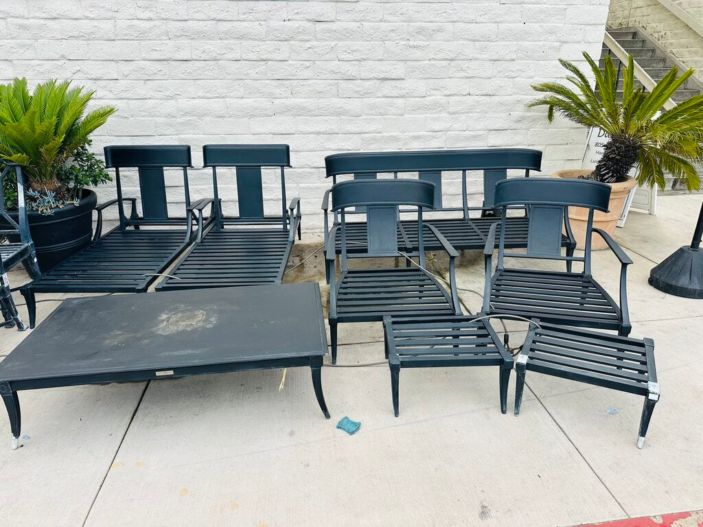 Restoration Hardware Klismos 8 Piece Patio Set ( Sofa + 2 Loungers +2 Lounge Chairs + 2 Ottomans + Coffee Table )