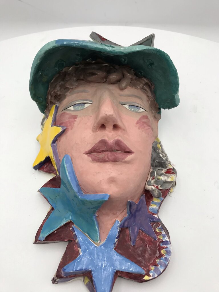 Marge Dunlap Star Faced Clay Sculpture