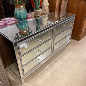 Elegant Decor 6 Drawer Mirrored Dresser 60x18x34