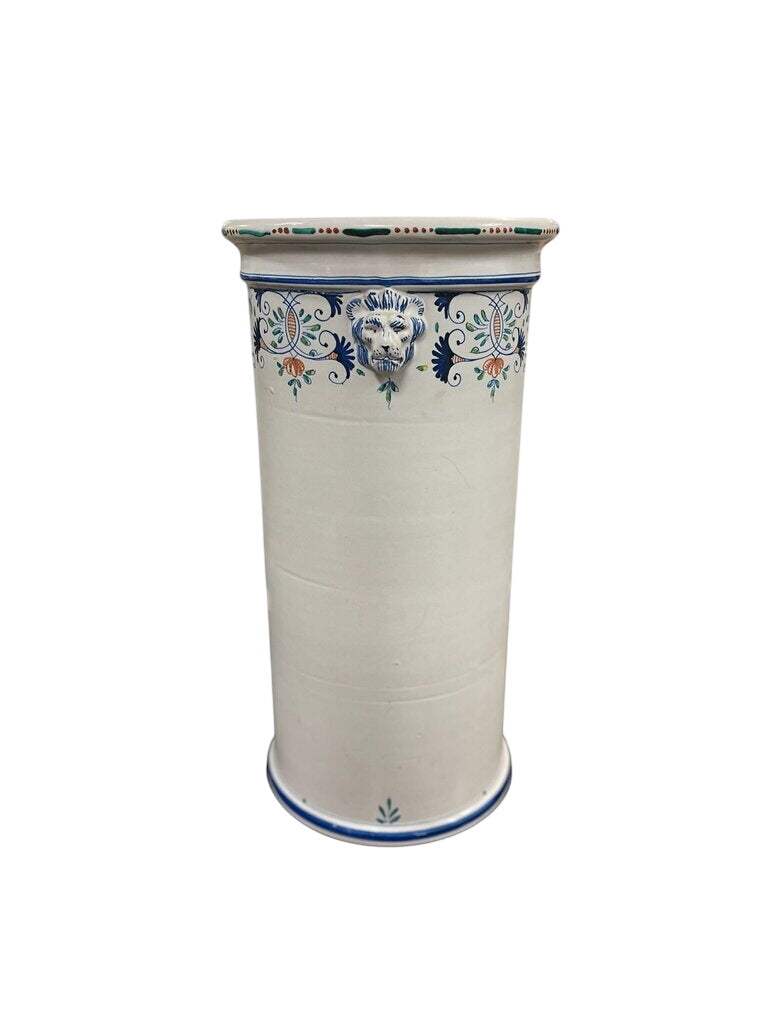 ND Dolfi Ceramic Lion Head Planter Umbrella Holder 19" Tall x 10" Wide by Miss Daisy's Consignment & Auction House