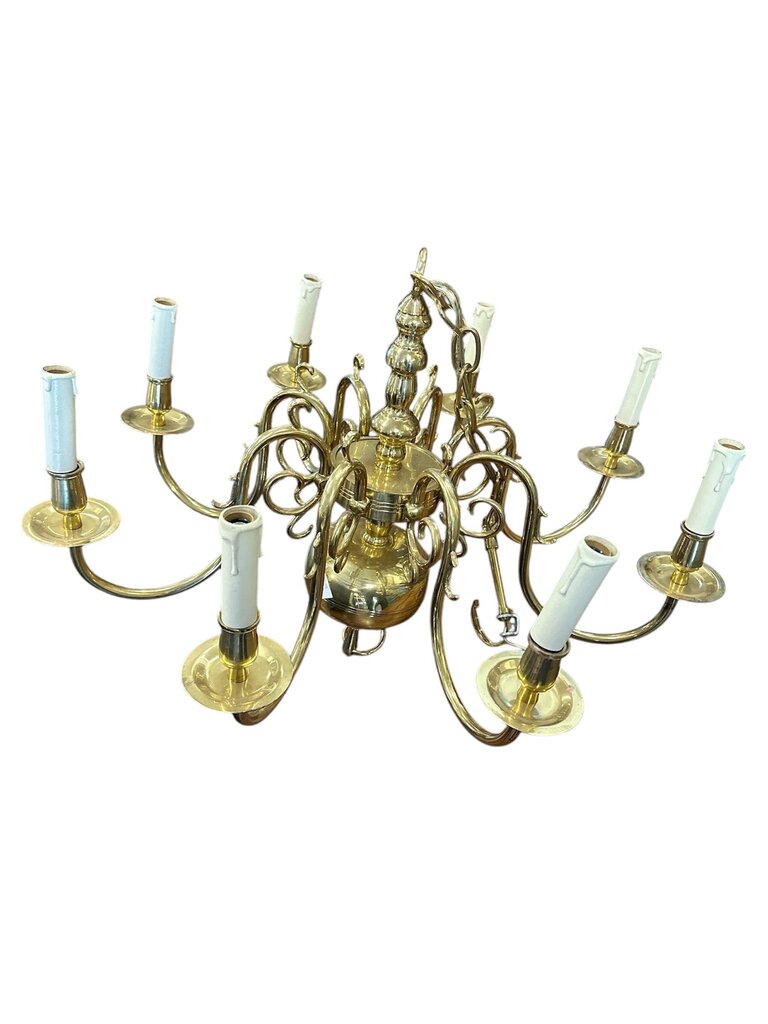 Vintage Brass 8 Arm Chandelier