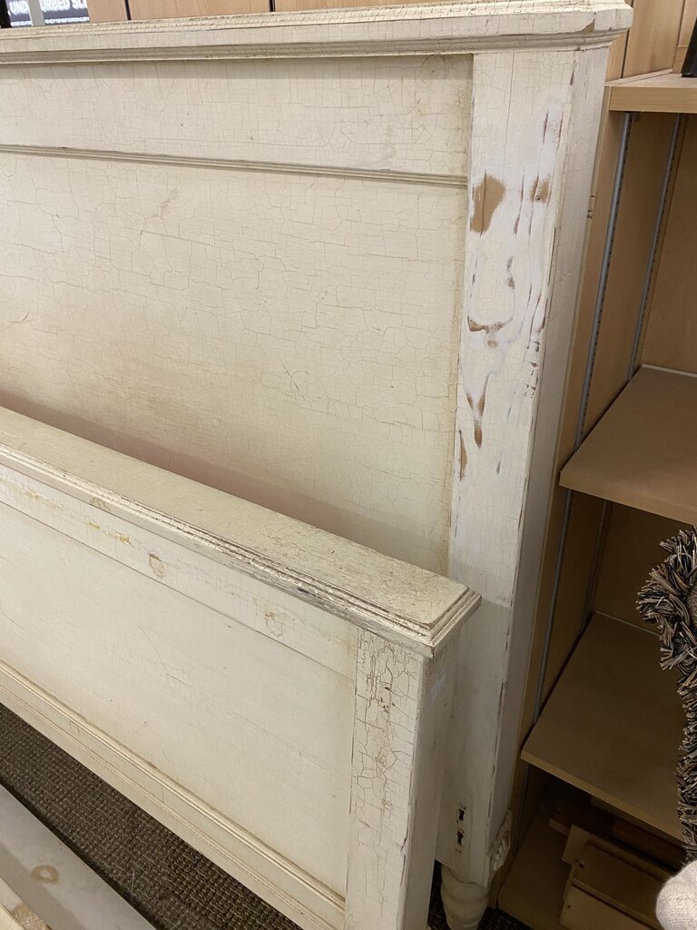 Rustic White Wood Bed Frame (Please Measure Yourself)
