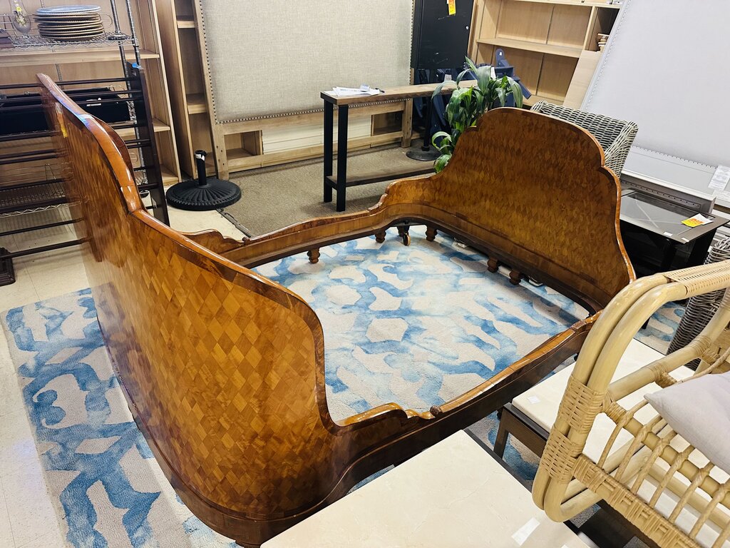 Antique Custom Marquetry Bed (headboard / footboard / sidings / mattress)