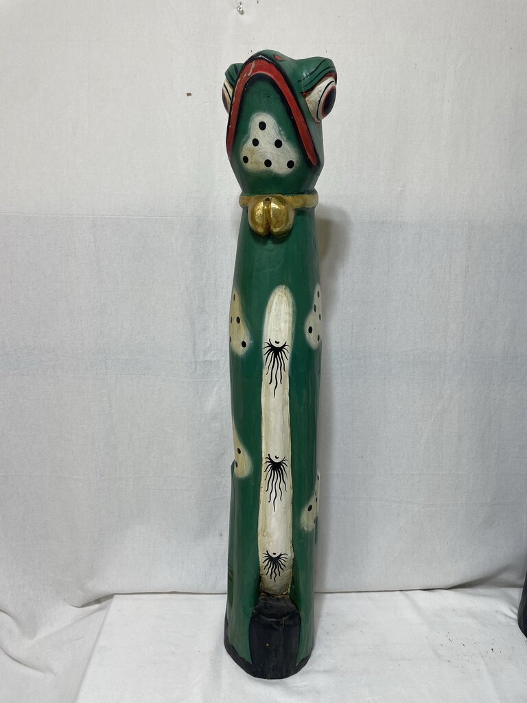 African Style Hand Carved Wooden Entryway Frog Statues (PAIR)