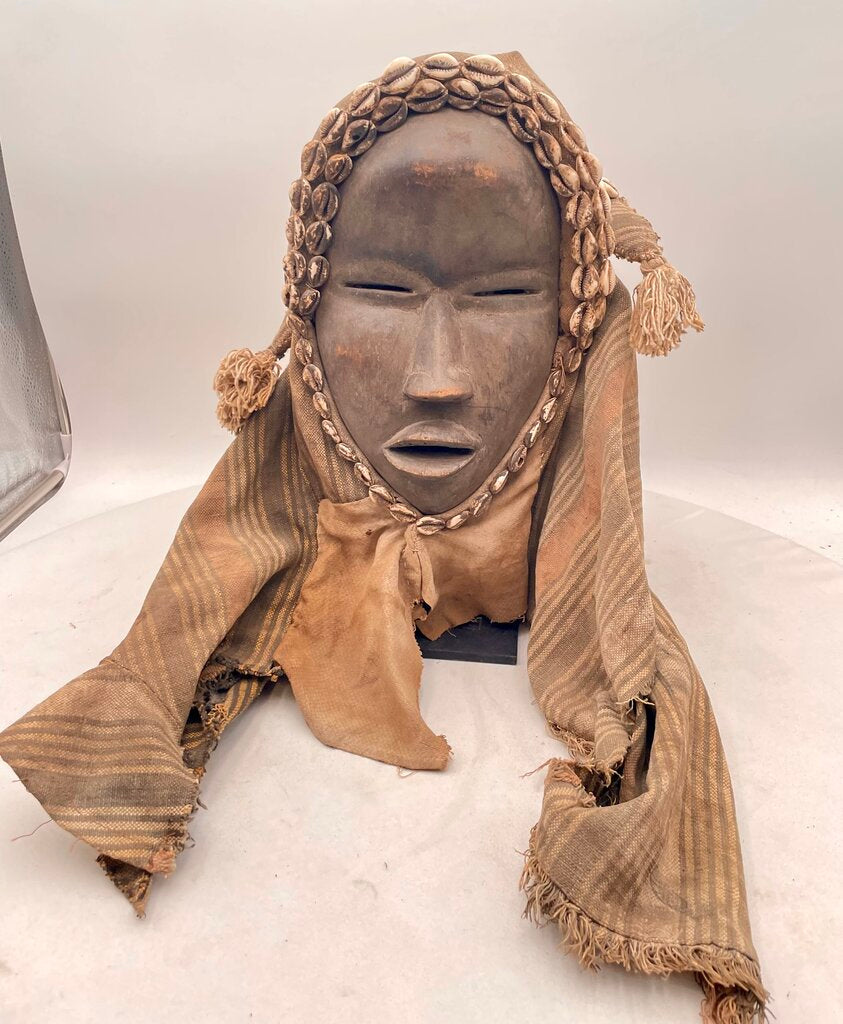 African Ivory Coast Dan Mask on Metal Frame Stand