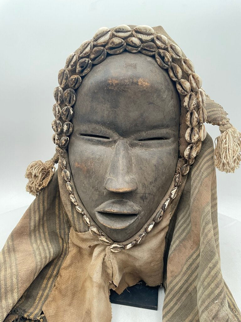 African Ivory Coast Dan Mask on Metal Frame Stand