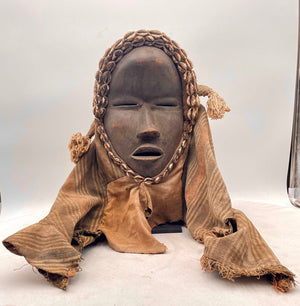 African Ivory Coast Dan Mask on Metal Frame Stand