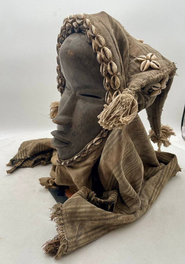 African Ivory Coast Dan Mask on Metal Frame Stand