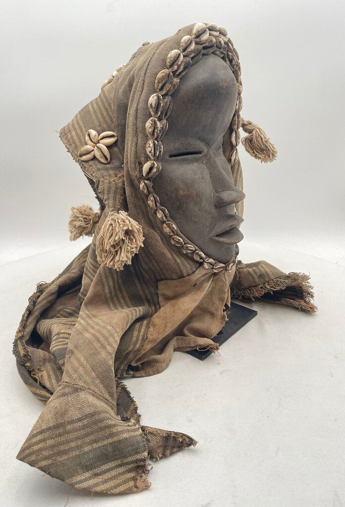 African Ivory Coast Dan Mask on Metal Frame Stand