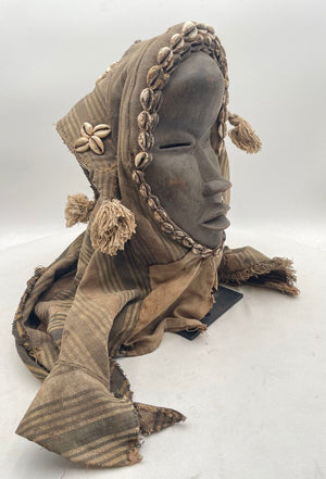 African Ivory Coast Dan Mask on Metal Frame Stand