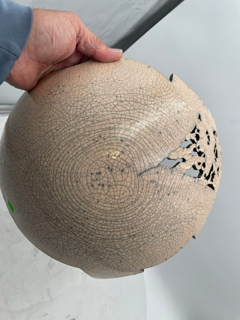 Bill Herb Dimensional Raku Studio Art Pottery Bowl on Stand Signed 07'