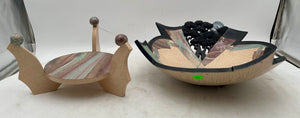 Bill Herb Dimensional Raku Studio Art Pottery Bowl on Stand Signed 07'