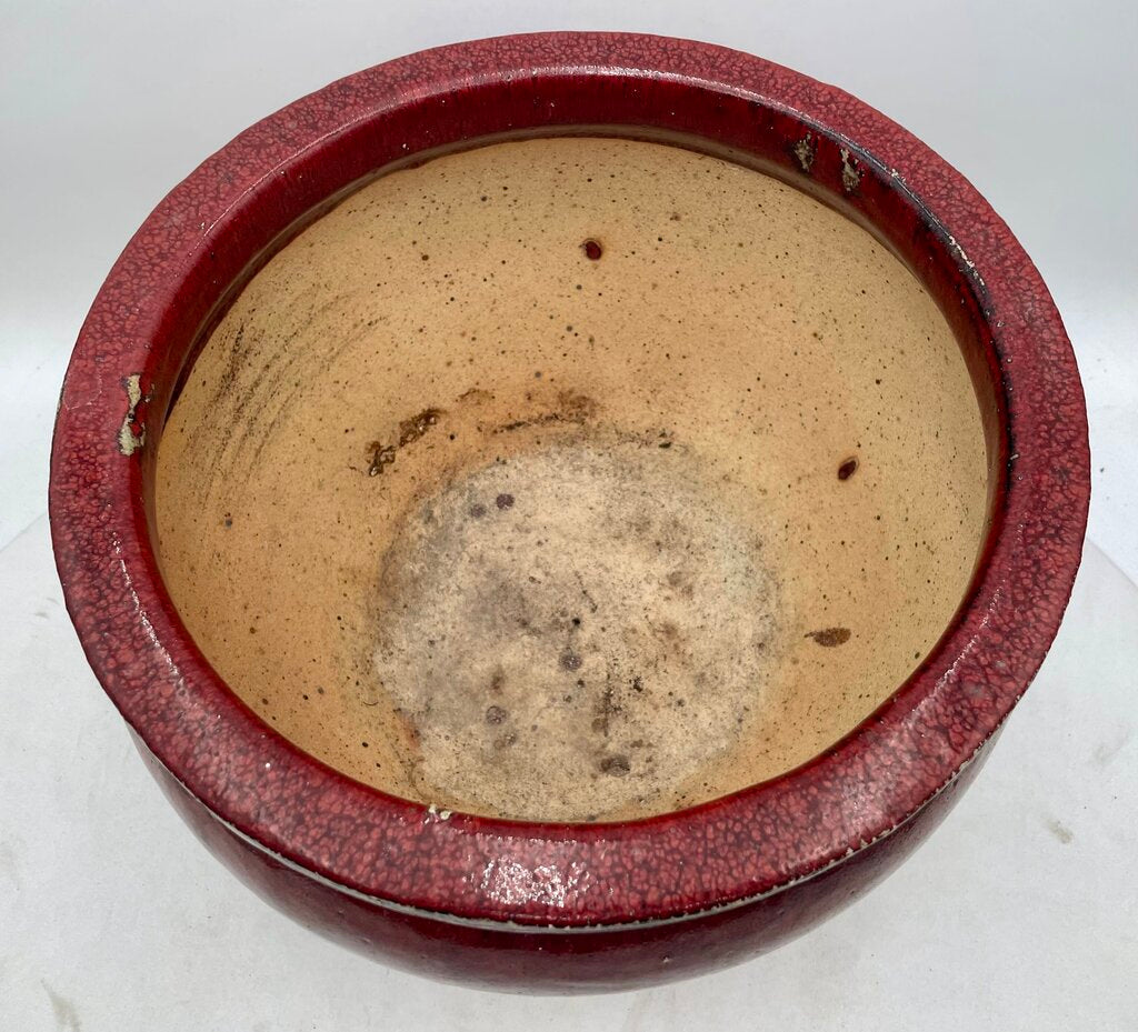 Asian Style Red Glazed Fish Bowl Planter Pot