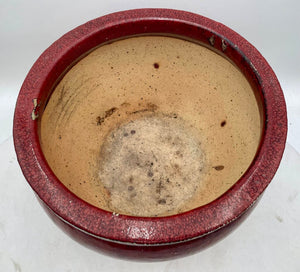 Asian Style Red Glazed Fish Bowl Planter Pot