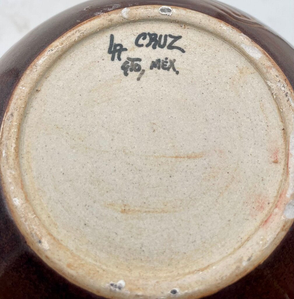La Cruz GTO Mexico Brown Blue Green Glaze Lite Pattern Jar