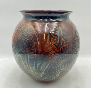 La Cruz GTO Mexico Brown Blue Green Glaze Lite Pattern Jar