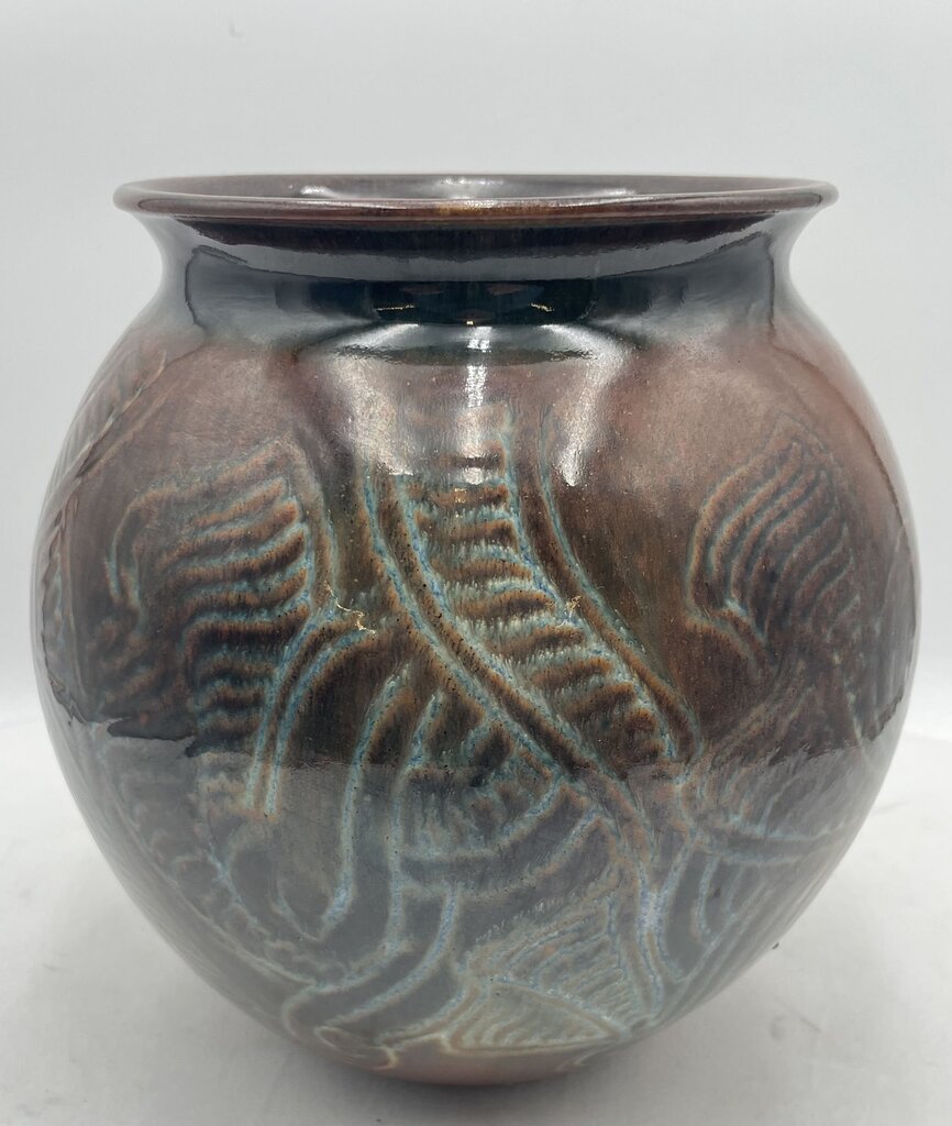 La Cruz GTO Mexico Brown Blue Green Glaze Lite Pattern Jar