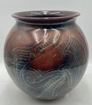 La Cruz GTO Mexico Brown Blue Green Glaze Lite Pattern Jar