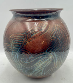 La Cruz GTO Mexico Brown Blue Green Glaze Lite Pattern Jar