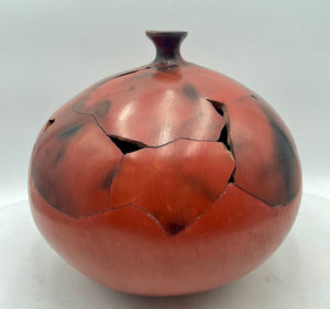 Mollie Poupeney Primitive Fractured Clay Vessel Signed