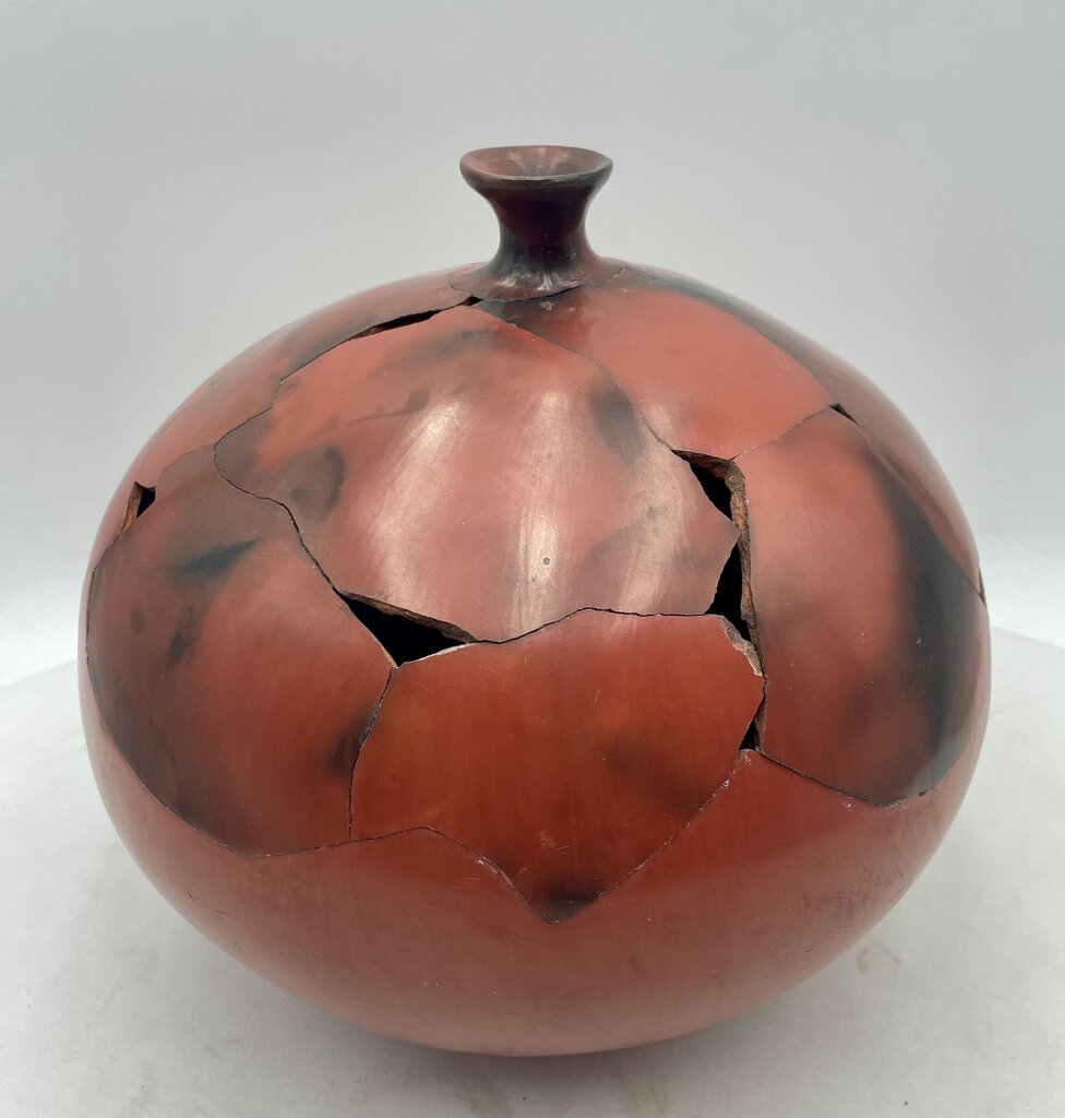 Mollie Poupeney Primitive Fractured Clay Vessel Signed