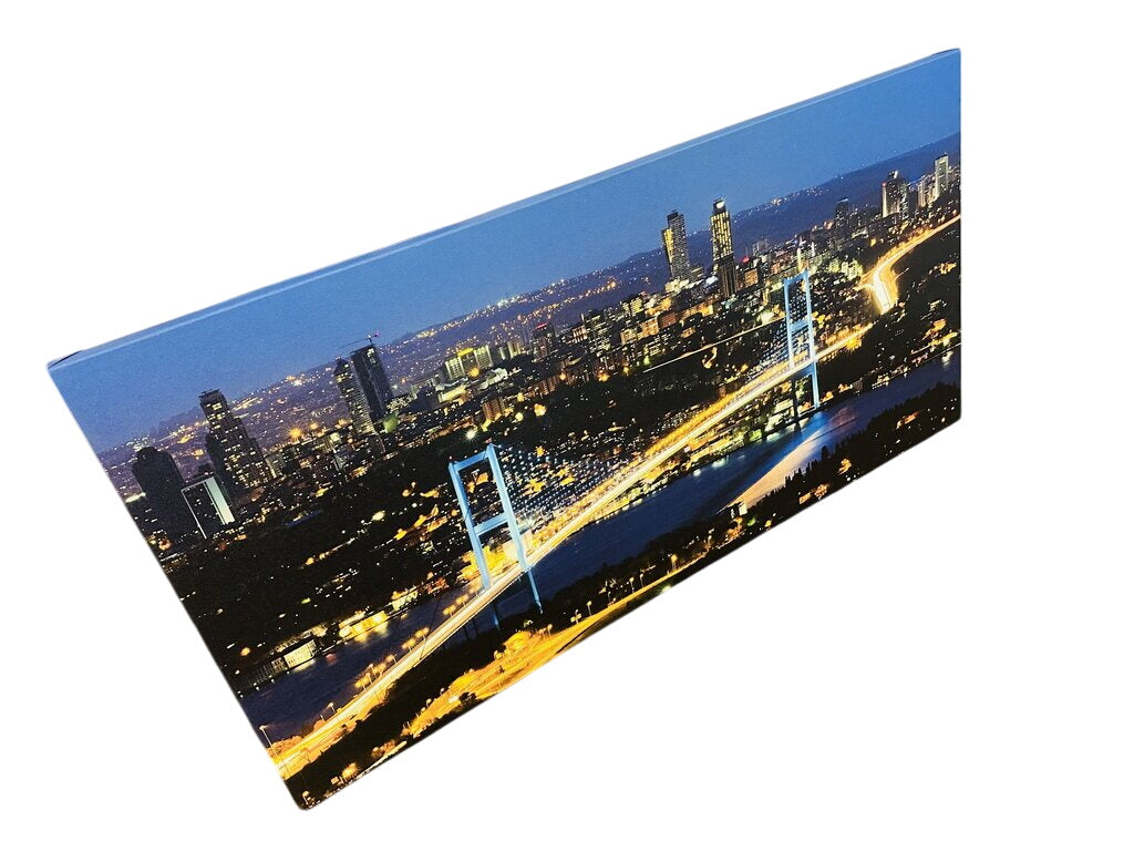 Bosphorus Bridge Istanbul Night On Canvas 55x28 by Miss Daisy's Consignment & Auction House