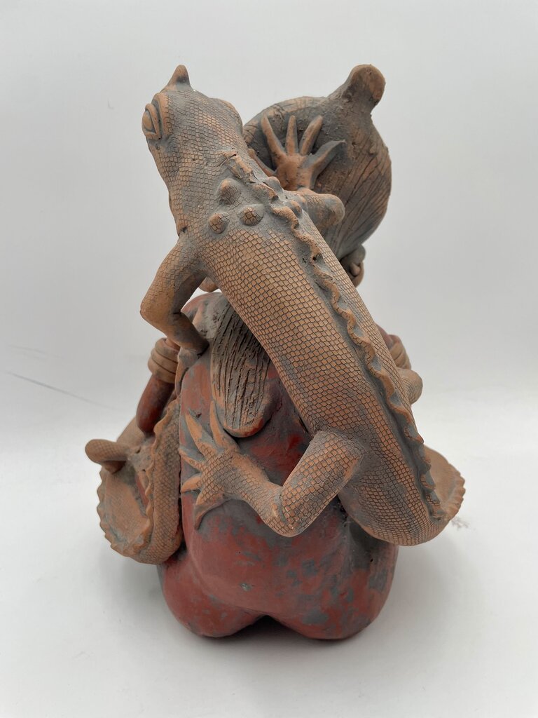 Marta Ramirez aka Mama Mono P.V. Mexico Nayarit Figural Deity with Lizards Signed Bottom