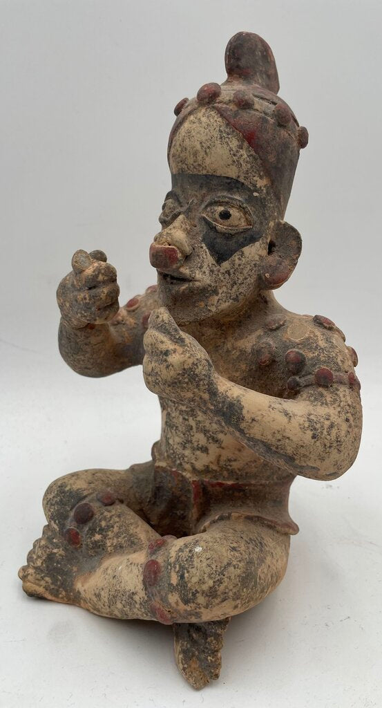 Replica Pre- Columbian Nayarit, Mexico, 300 BCE - 500 CE Seated Male Shaman Terracotta Statuette