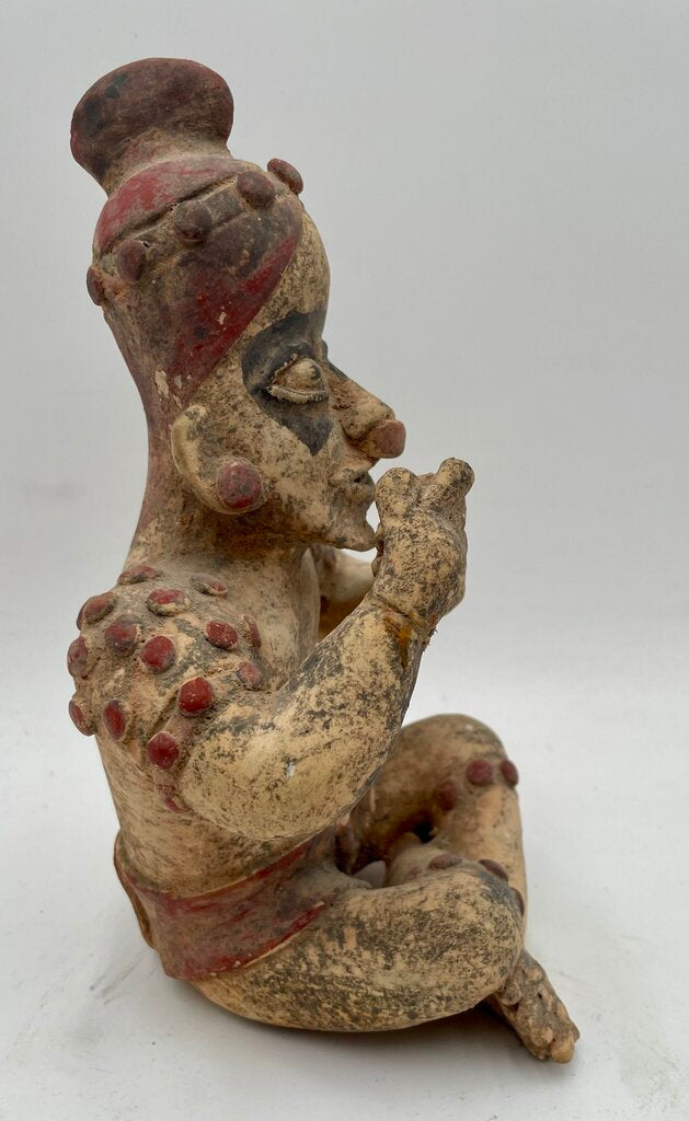 Replica Pre- Columbian Nayarit, Mexico, 300 BCE - 500 CE Seated Male Shaman Terracotta Statuette