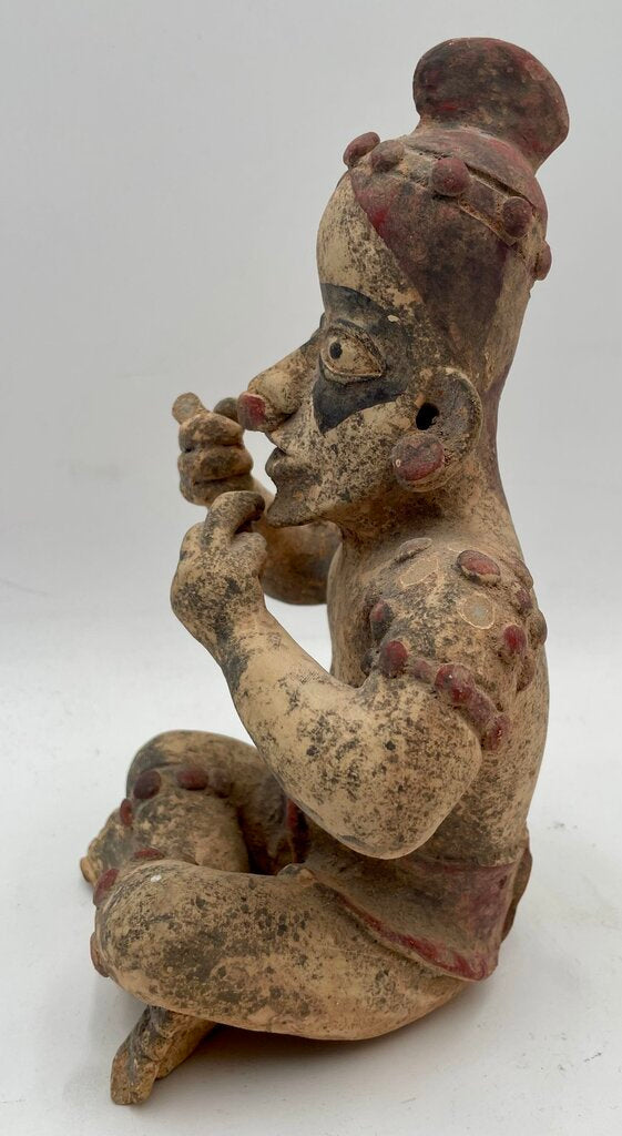Replica Pre- Columbian Nayarit, Mexico, 300 BCE - 500 CE Seated Male Shaman Terracotta Statuette