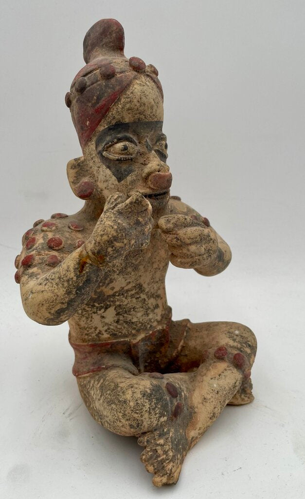Replica Pre- Columbian Nayarit, Mexico, 300 BCE - 500 CE Seated Male Shaman Terracotta Statuette