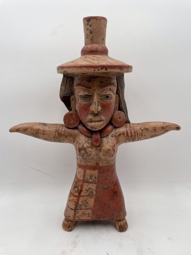 Replica Totonac Female Goddess Terracotta Statue (Repaired)