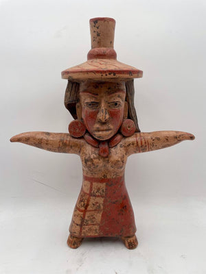 Replica Totonac Female Goddess Terracotta Statue (Repaired)
