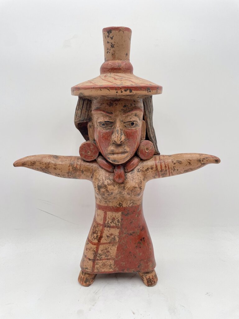 Replica Totonac Female Goddess Terracotta Statue (Repaired)