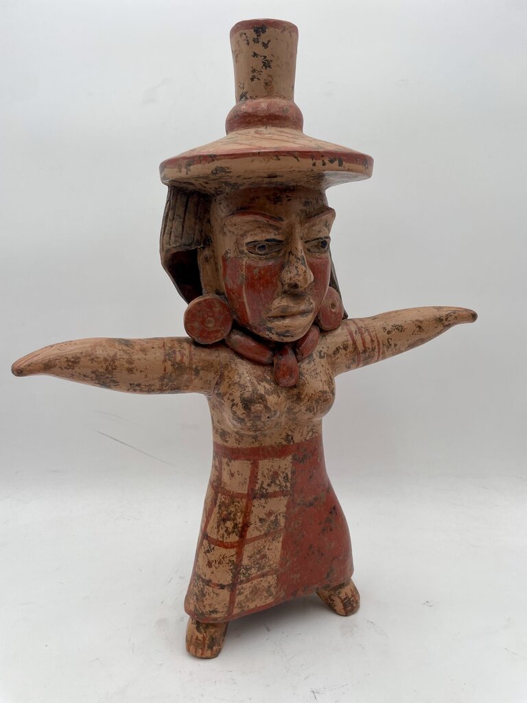 Replica Totonac Female Goddess Terracotta Statue (Repaired)