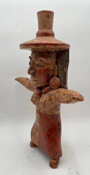 Replica Totonac Female Goddess Terracotta Statue (Repaired)