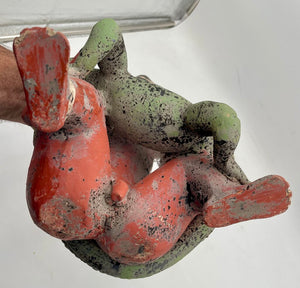 Replica Pre- Columbian Nayarit Mexican Terracotta Seated Warrior with Lizard