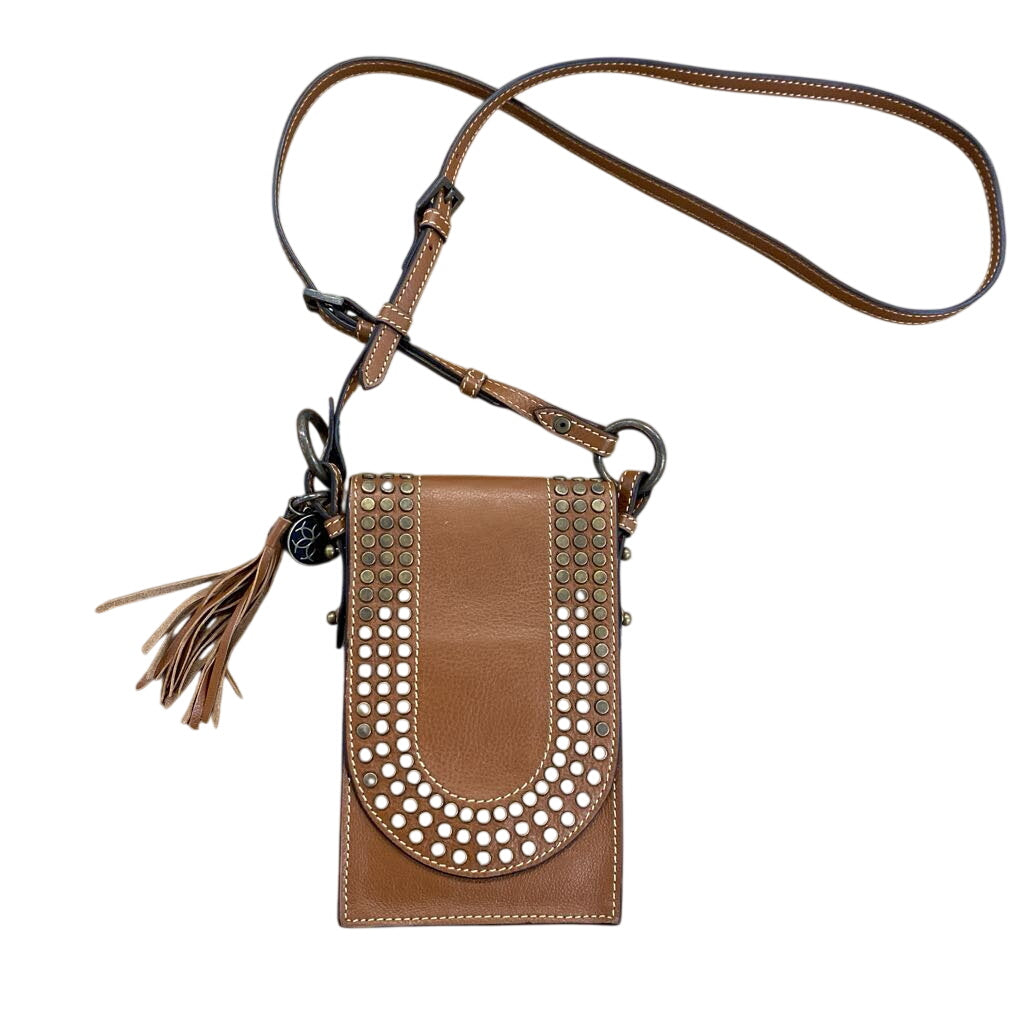 Urban Equestrian Brown Leather Studded Phone Tote