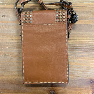Urban Equestrian Brown Leather Studded Phone Tote