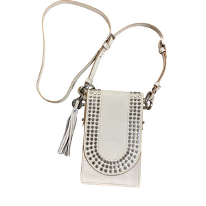 Urban Equestrian White Leather Studded Phone Tote