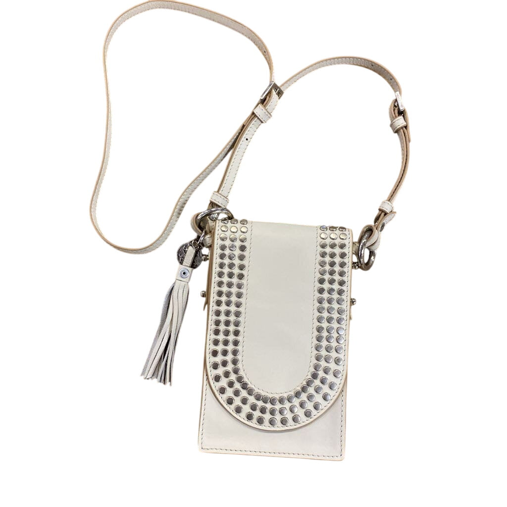Urban Equestrian White Leather Studded Phone Tote