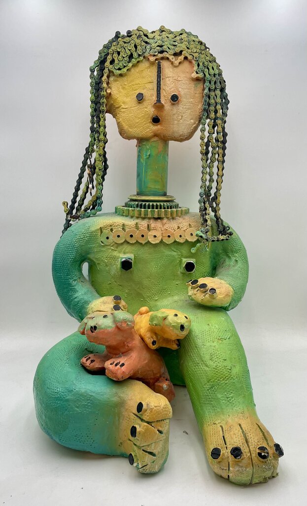 Came' Mixed Media Sculpture Child and Puppies (3Pcs) (Lrg Heavy)