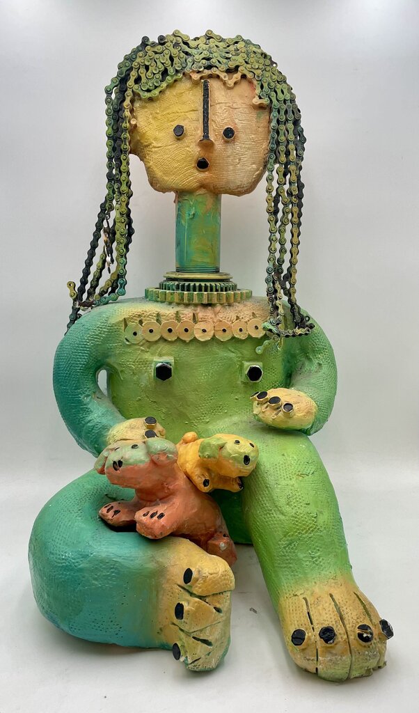 Came' Mixed Media Sculpture Child and Puppies (3Pcs) (Lrg Heavy)