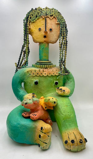 Came' Mixed Media Sculpture Child and Puppies (3Pcs) (Lrg Heavy)