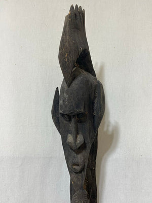 Vintage Papua New Guinea Upper Sepik Carved Wood One leg Hook Figure (Yipwon)
