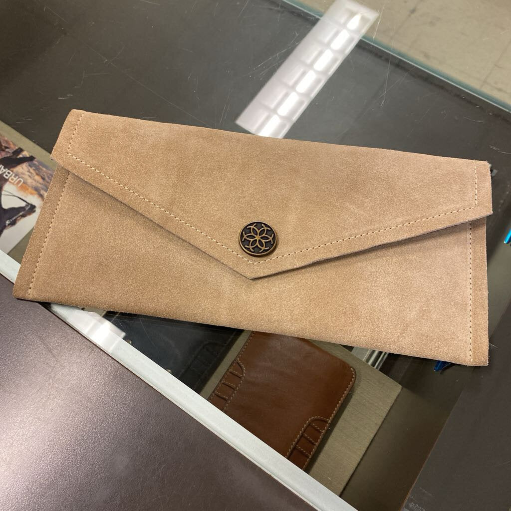 Urban Equestrian Sand Suede Clutch by Miss Daisy's Consignment & Auction House
